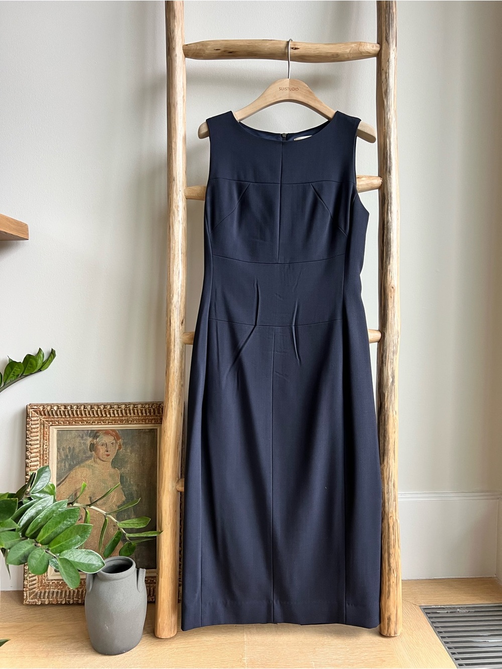 Suit Studio Classic Navy Sheath Dress - Sleeveless Work Dress